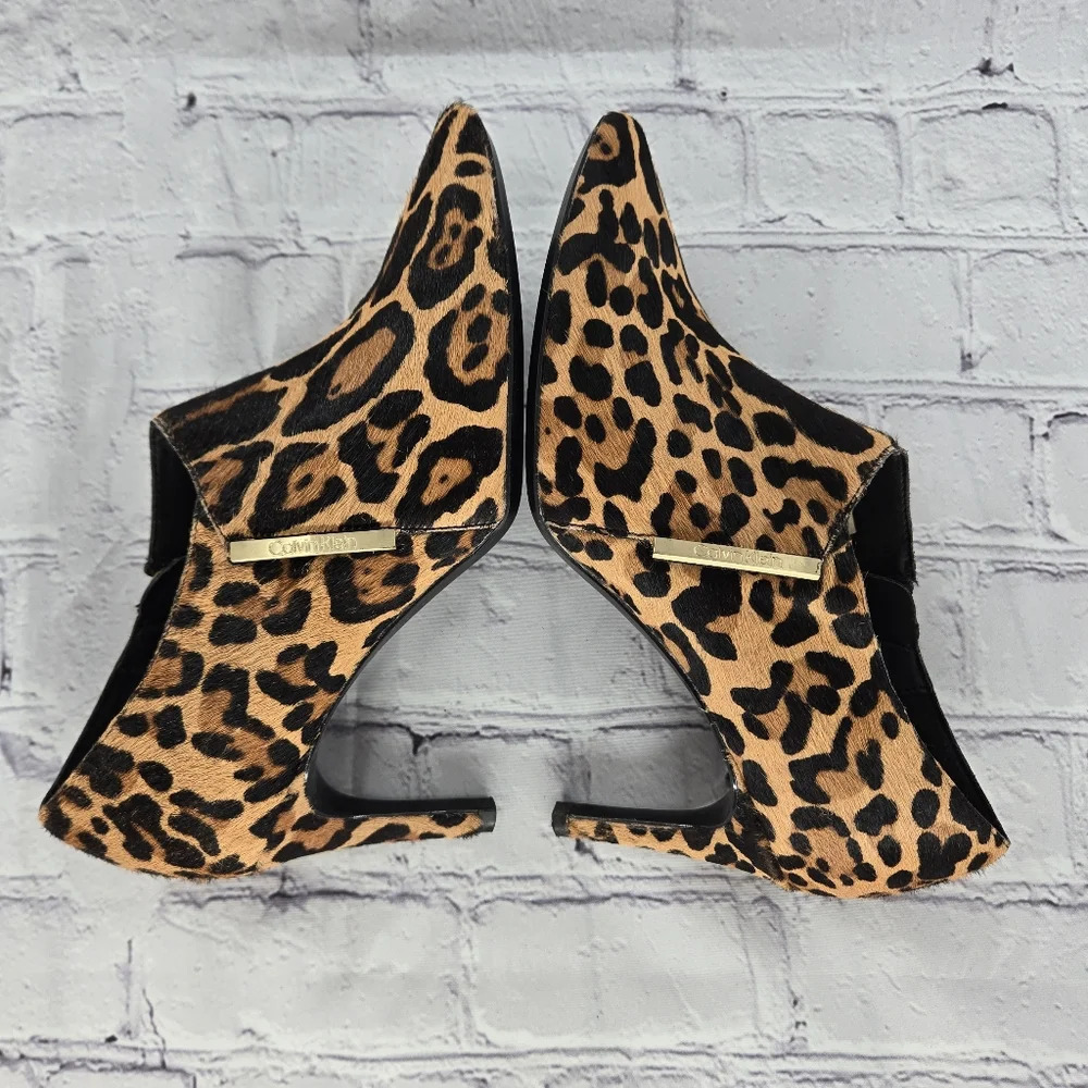 Calvin Klein Ladies Leopard Hair Ankle Bootie Heels - Picture 6 of 16